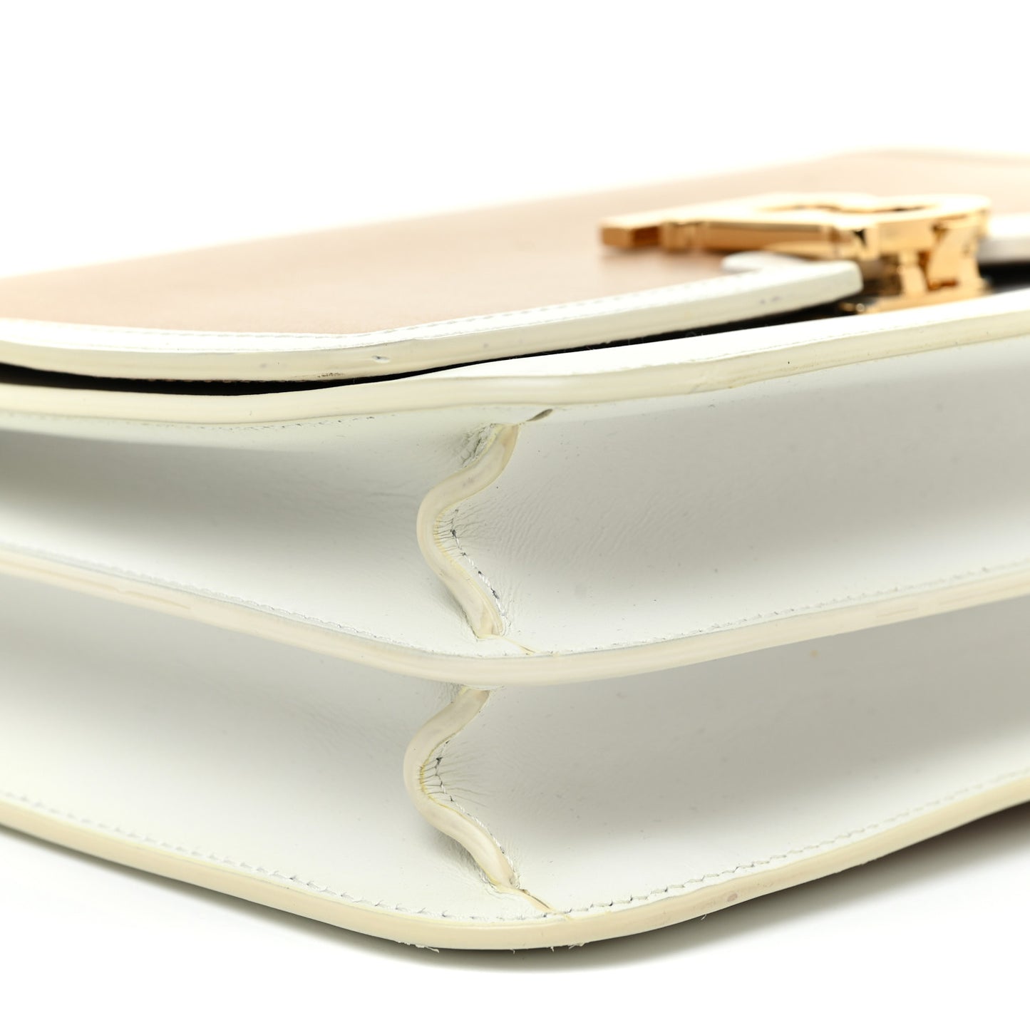 Calfskin Small TB Envelope Clutch Bag Chalk White Camel