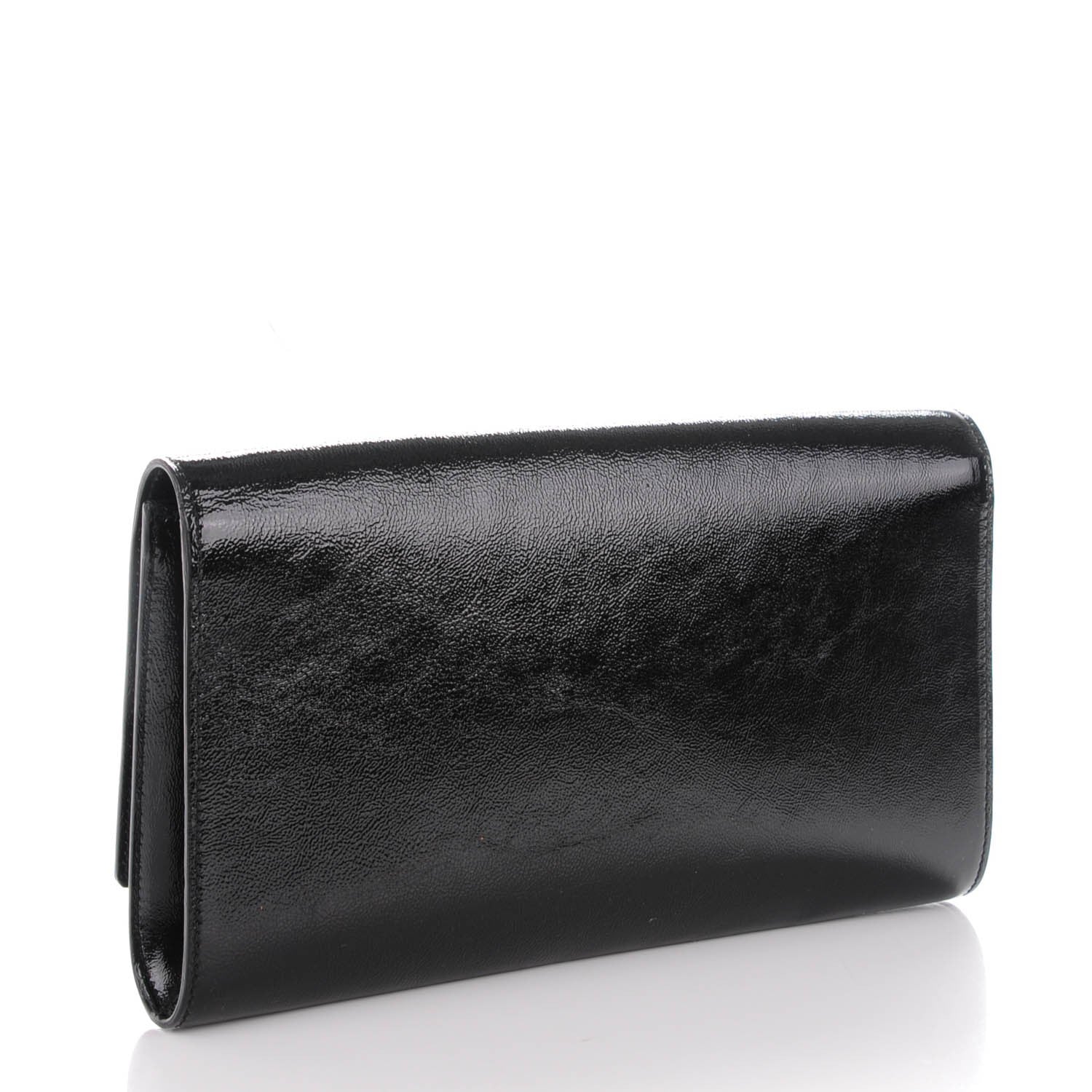 Saint Laurent Textured Patent Monogram Large Belle De Jour Clutch Black 3 of 7