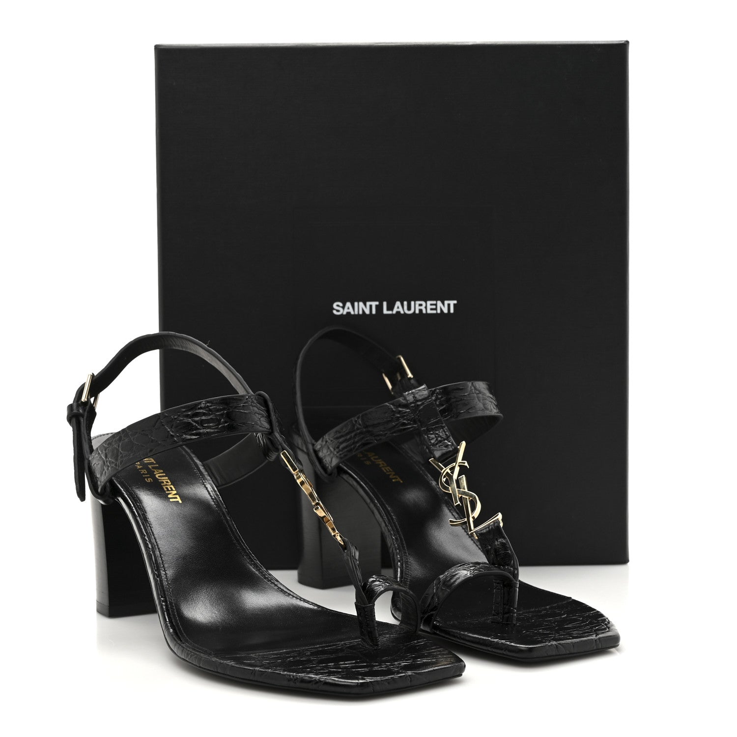 Saint Laurent Calfskin Cassandra 75 Sandals 39.5 Black 10 of 10