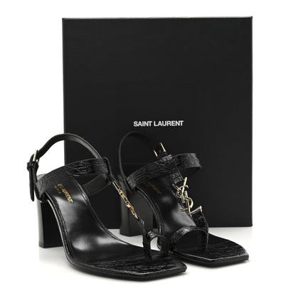 Saint Laurent Calfskin Cassandra 75 Sandals 39.5 Black 10 of 10