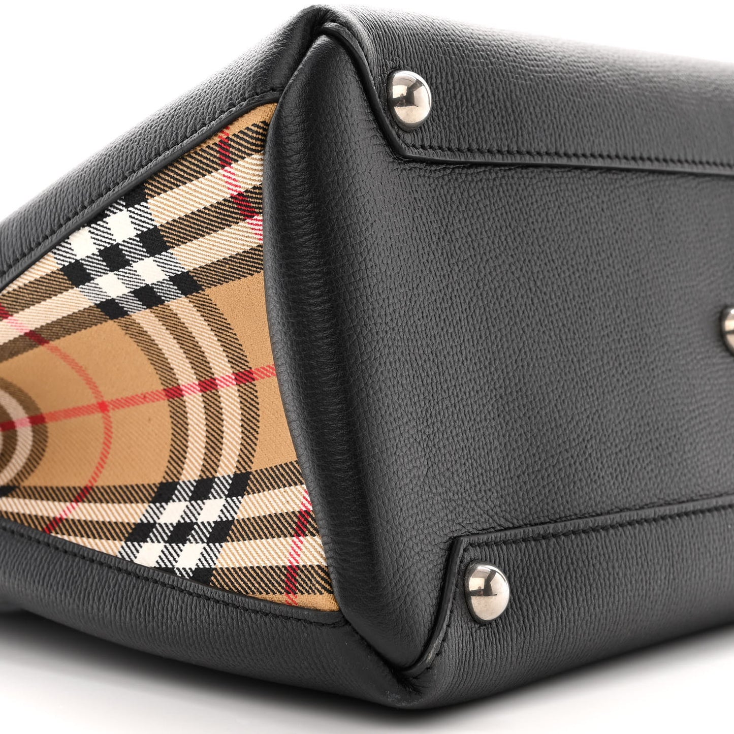 Grainy Calfskin House Check Medium Banner Tote Black