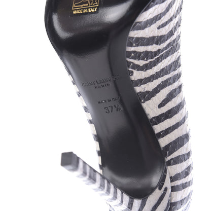 Saint Laurent Snakeskin Zebra Print Paris Pumps 37.5 Black White 10 of 12