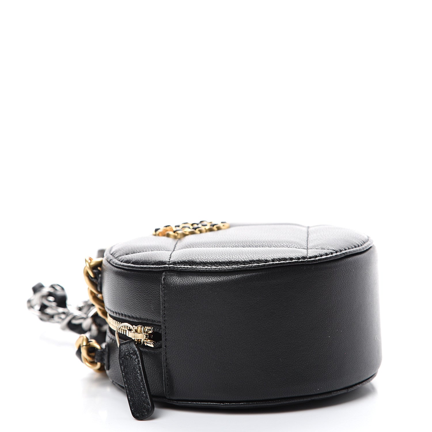 Chanel Lambskin Quilted 19 Round Clutch With Chain Black 3 of 10