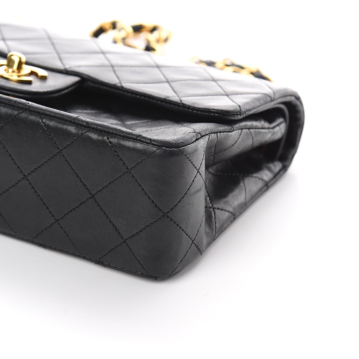 Lambskin Quilted Small Double Flap Black