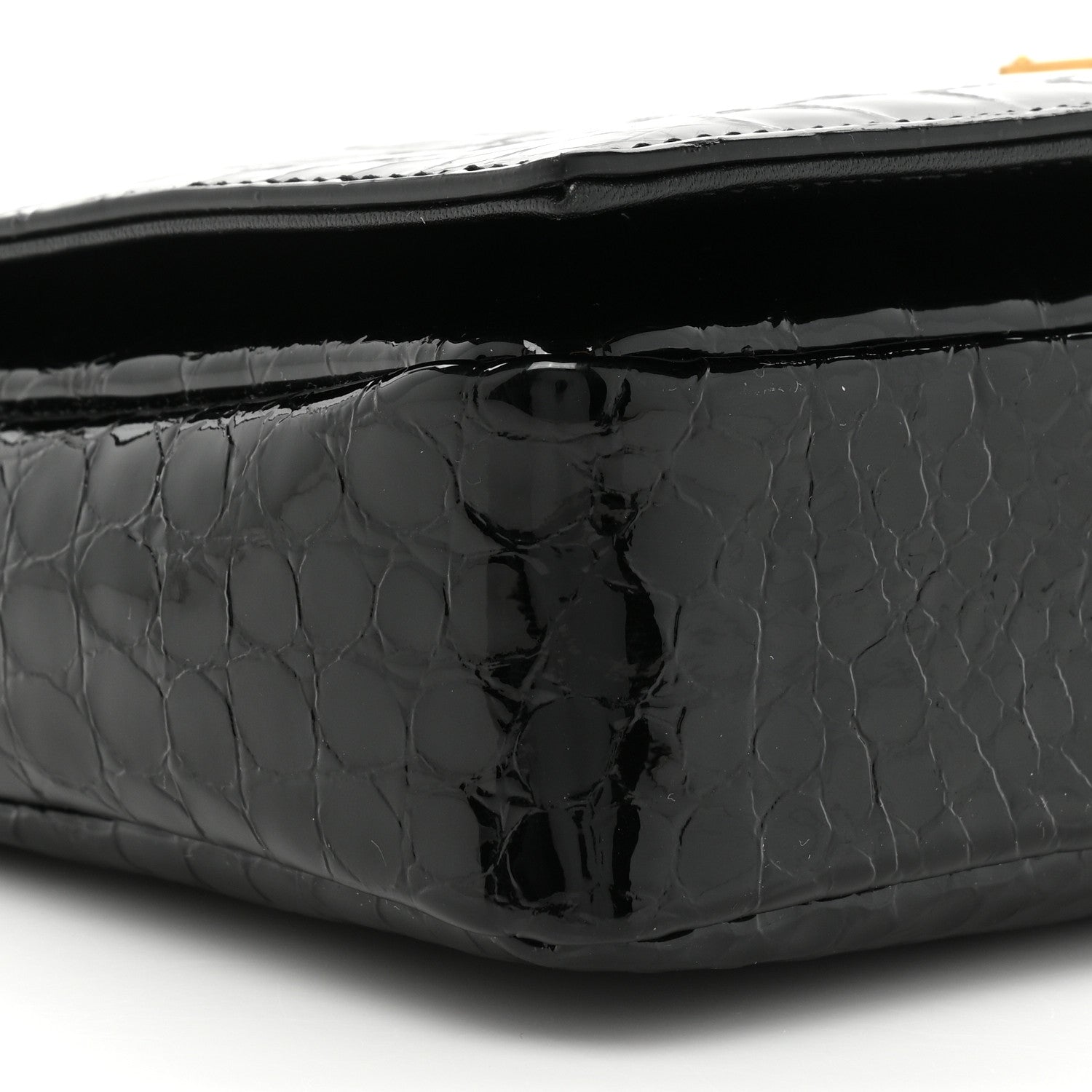 Saint Laurent Alligator Embossed Patent Leather Monogram Kate 99 Black 9 of 9