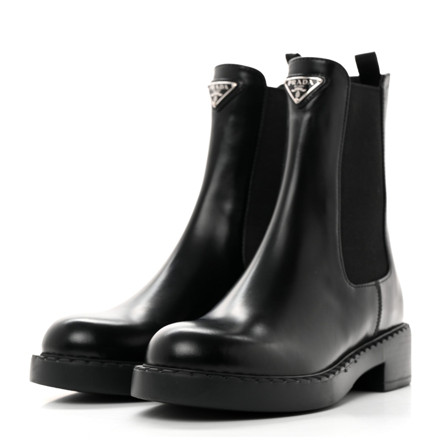 Prada Spazzolato Metal Triangle Logo 50mm Chelsea Boots 36 Black 3 of 8