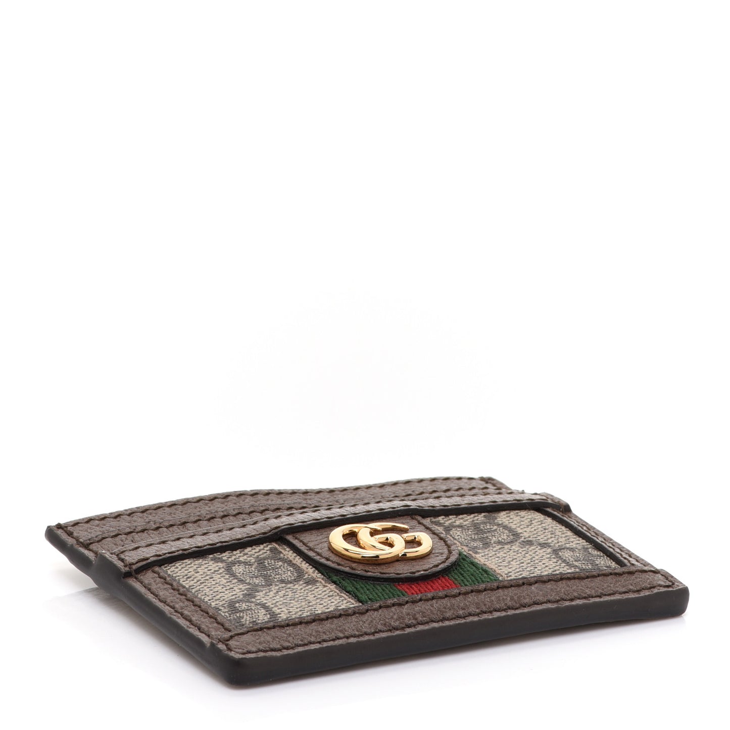 GG Supreme Monogram Ophidia Card Holder Brown