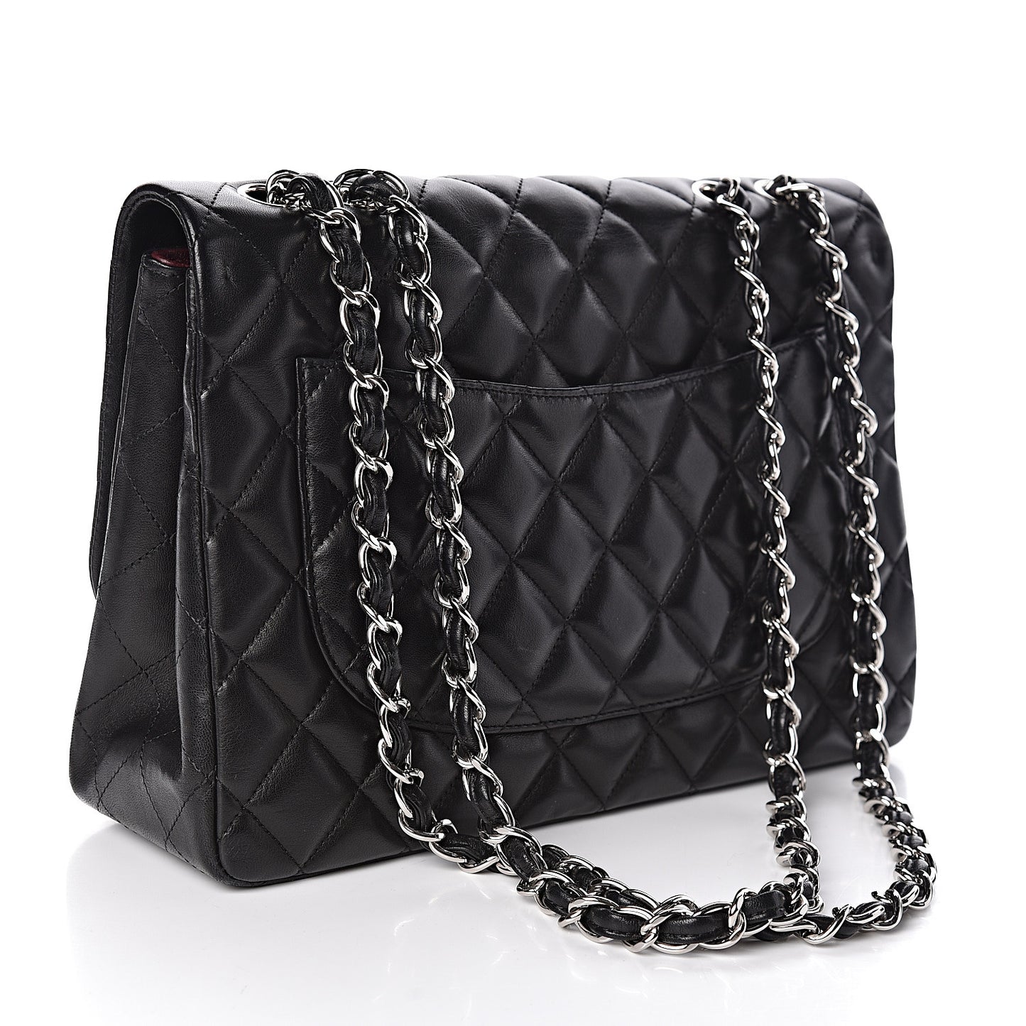 Lambskin Quilted Jumbo Single Flap Black