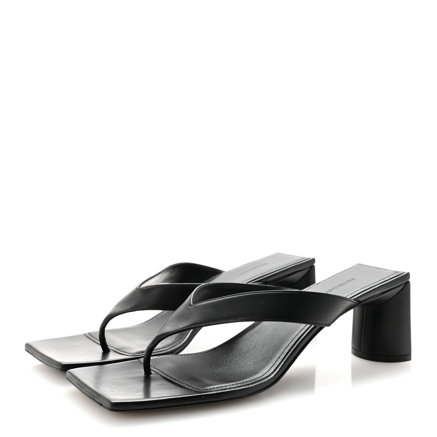 Calfskin Double Square Flat 60mm Sandals 39 Black