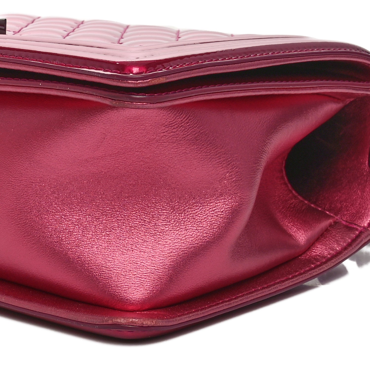 Chanel Metallic Patent Calfskin Quilted Medium Boy Flap Pink 10 of 10
