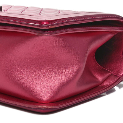 Chanel Metallic Patent Calfskin Quilted Medium Boy Flap Pink 10 of 10