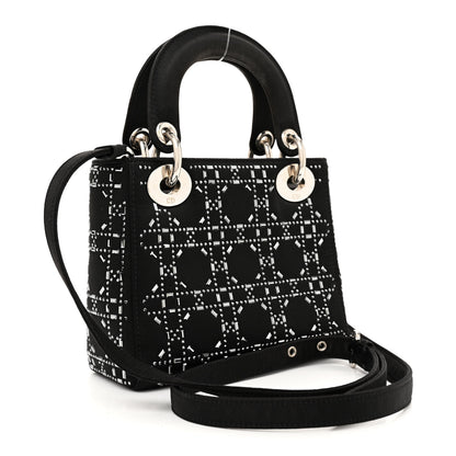 Christian Dior Satin Crystal Cannage Mini Lady Dior Black 3 of 12
