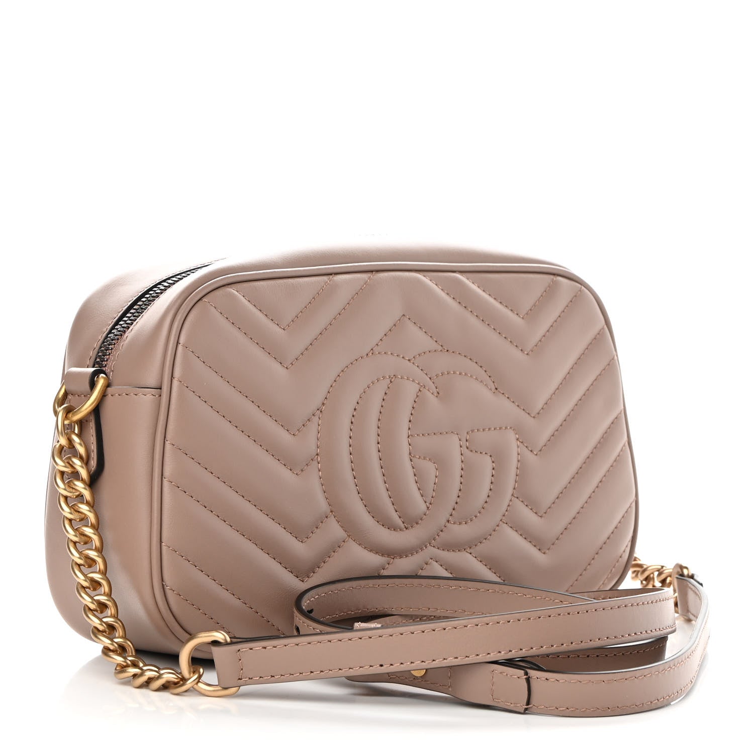 Gucci Calfskin Matelasse Small GG Marmont Chain Shoulder Bag Porcelain Rose 3 of 10
