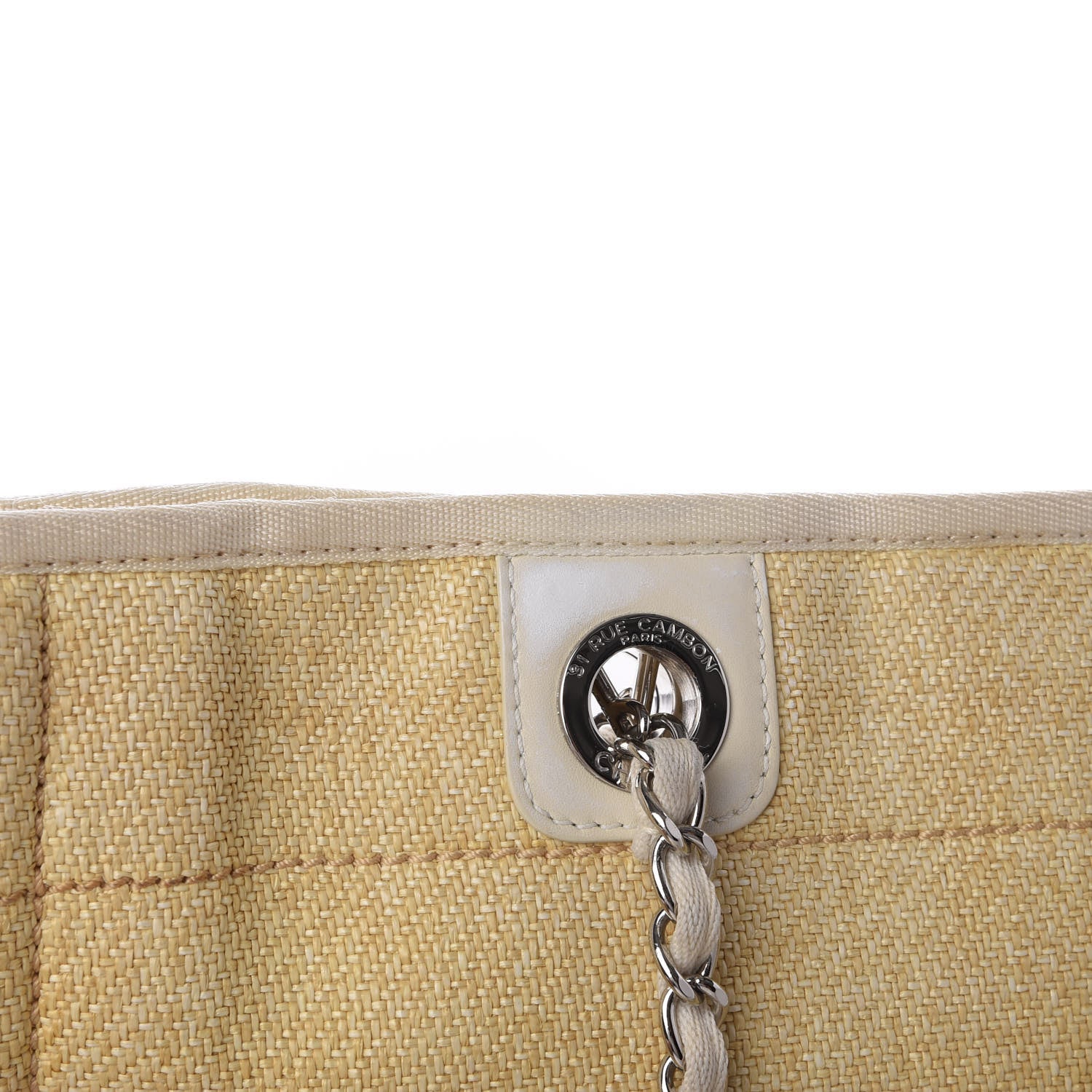 Chanel Canvas Small Deauville Tote Light Yellow 7 of 9
