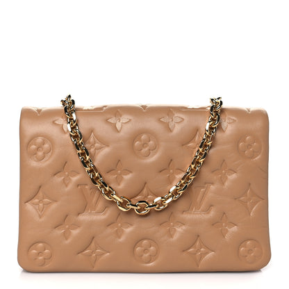 Louis Vuitton Lambskin Embossed Monogram Pochette Coussin Camel 1 of 10