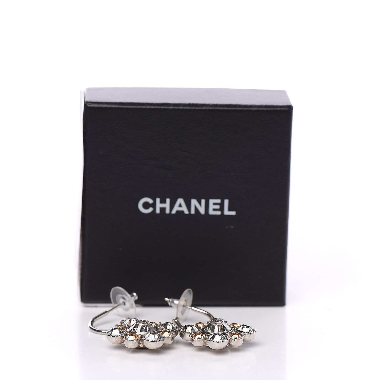 Crystal CC Dangle Earrings Silver