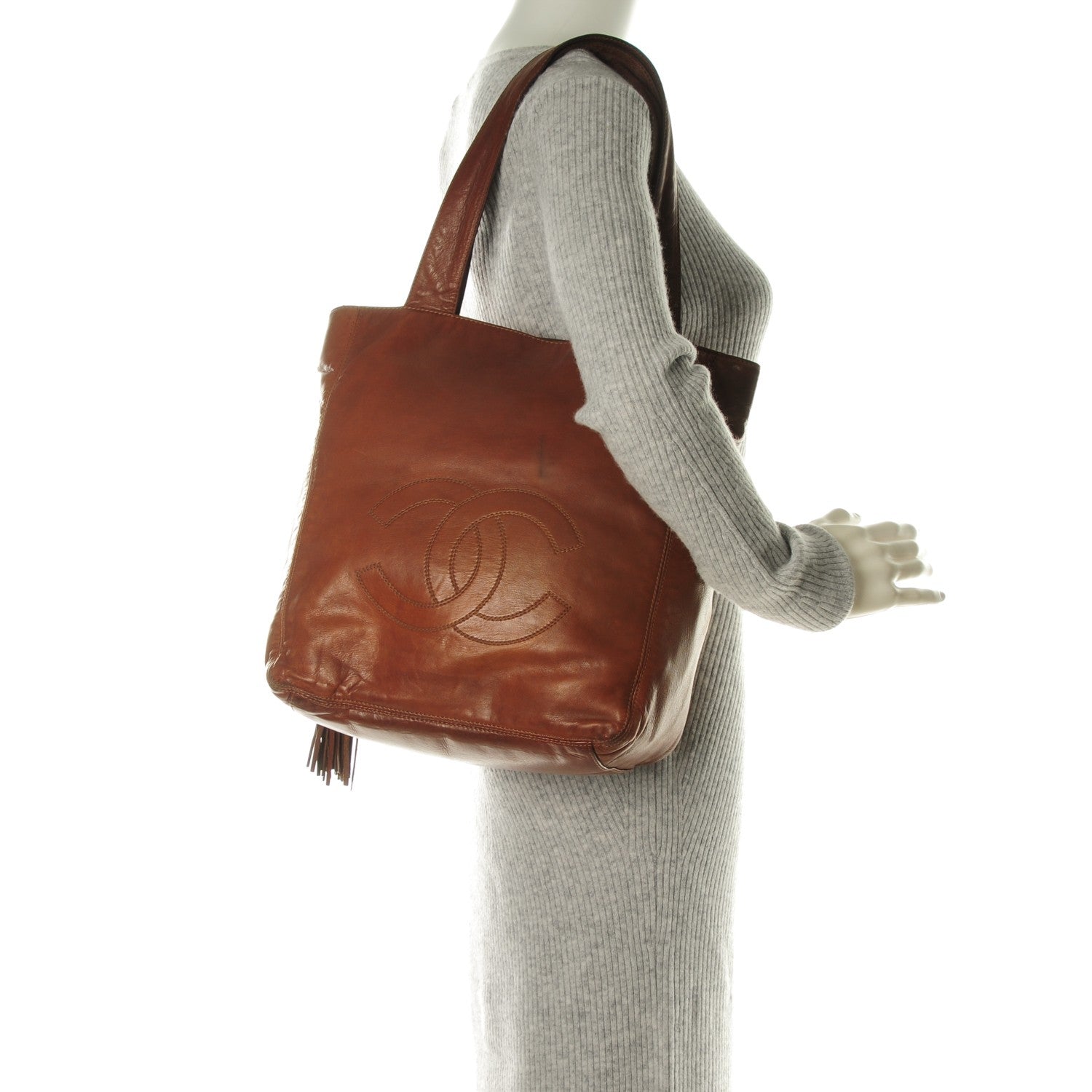 Chanel Lambskin CC Tassel Shoulder Bag Light Brown 2 of 16