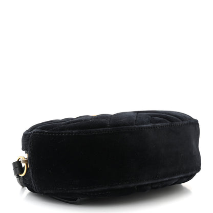 Gucci Velvet Matelasse GG Marmont Belt Bag 85 34 Black 4 of 10
