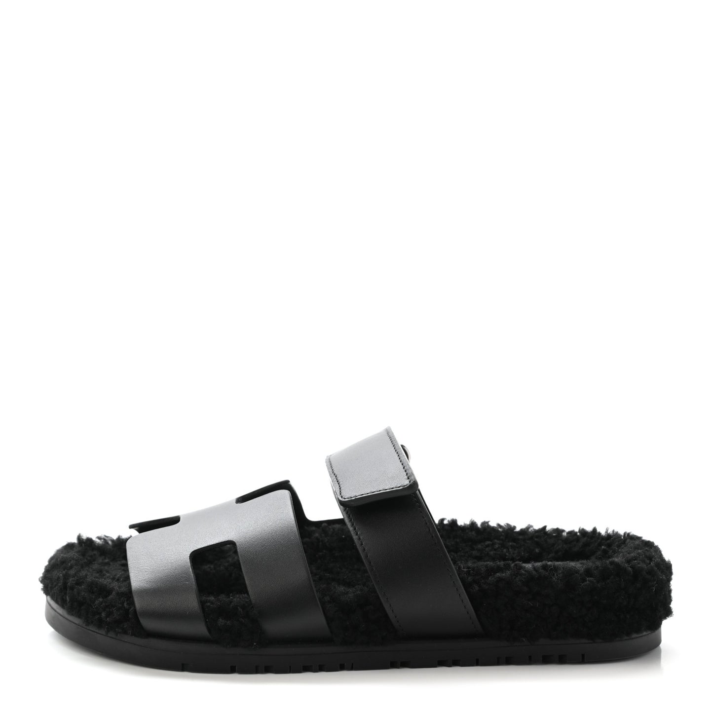 Calfskin Woolskin Womens Chypre Sandals 37 Black