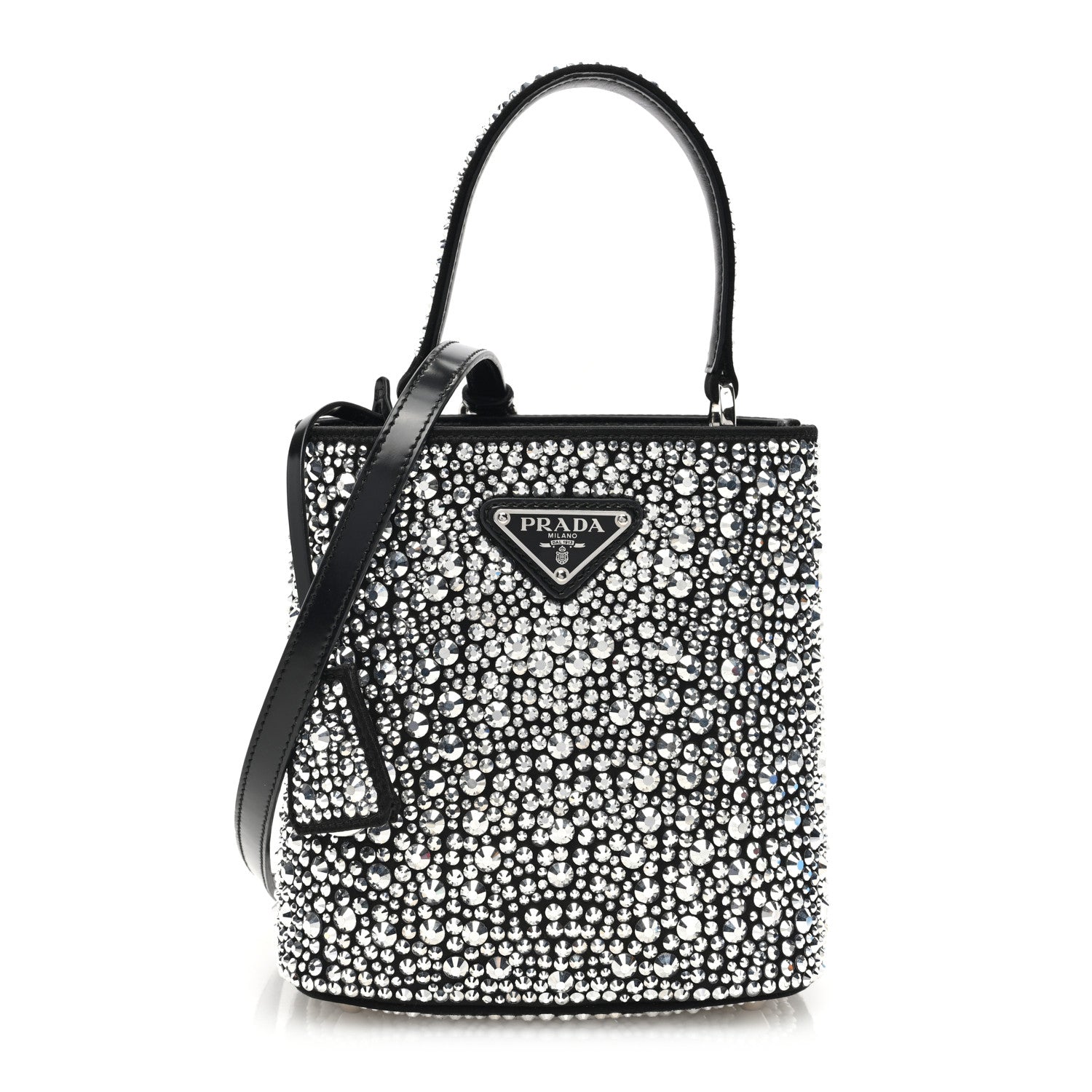 Prada Satin Crystal Small Panier Bucket Bag Metal 1 of 10