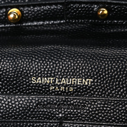 Saint Laurent Grain De Poudre Matelasse Chevron Monogram Chain Wallet Black 6 of 10