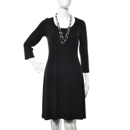 Chanel Pearl Beaded CC Long Necklace Gold Green Blue 2 of 4
