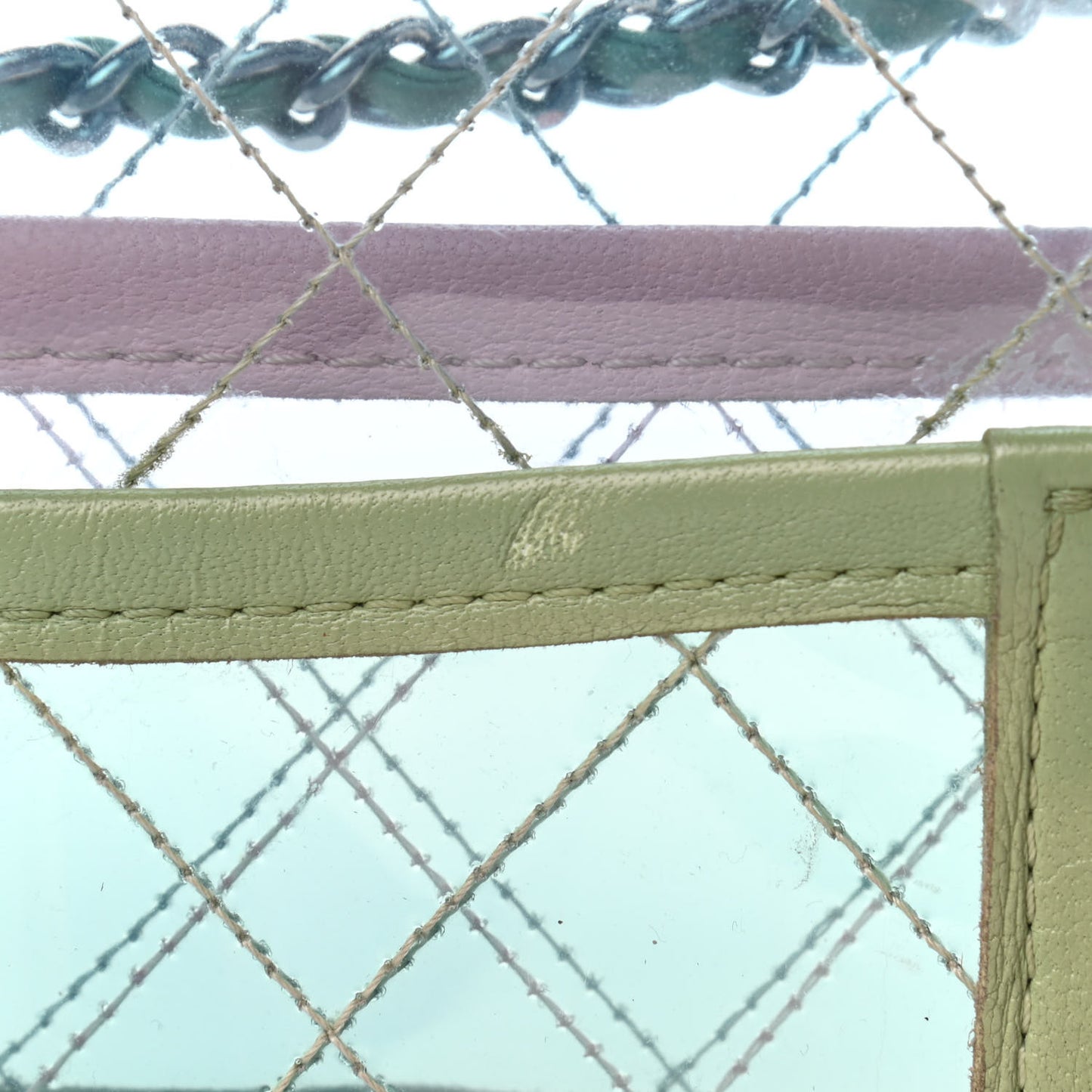 Lambskin PVC Quilted Mini Coco Splash Flap Blue Green