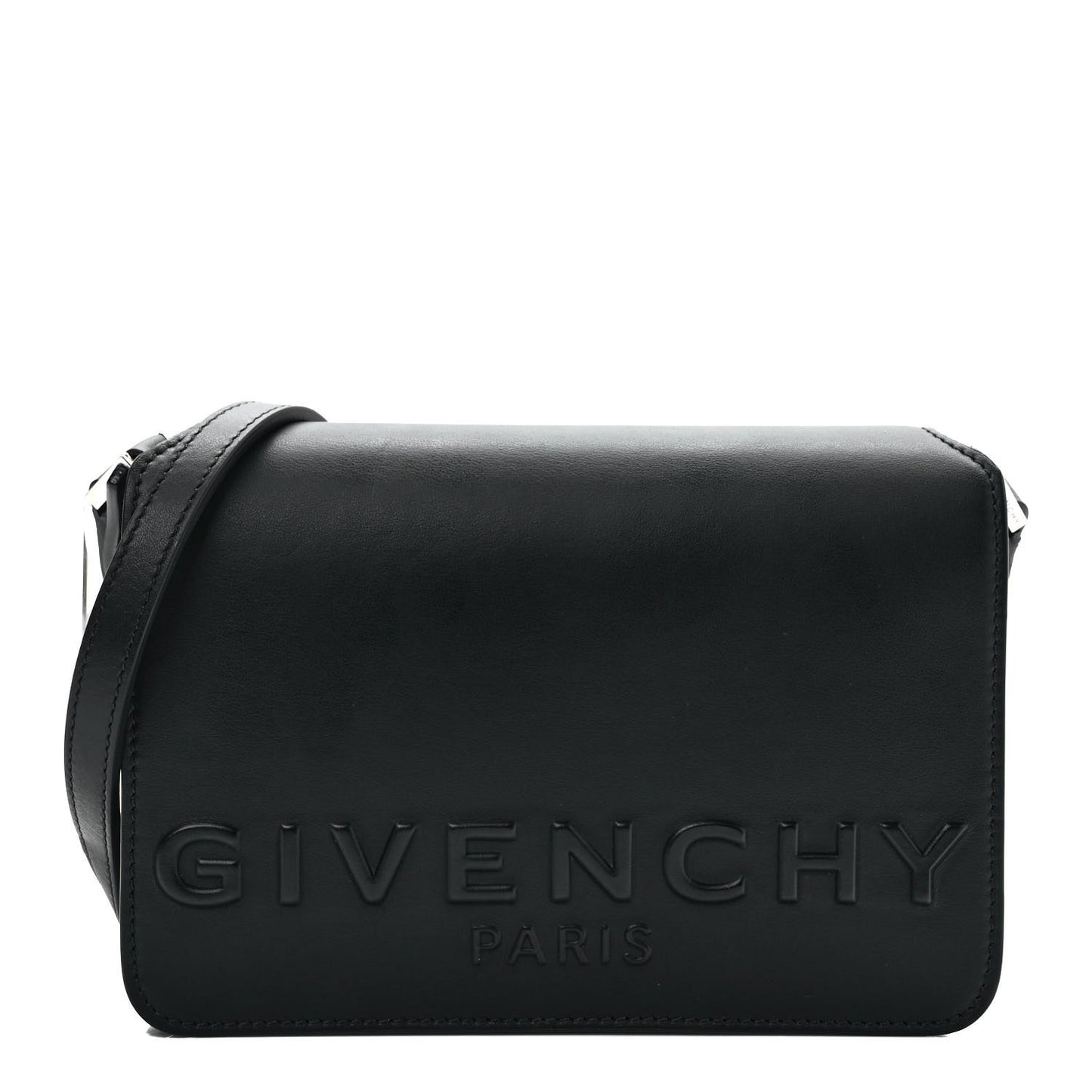Calfskin Logo Debossed Crossbody Black