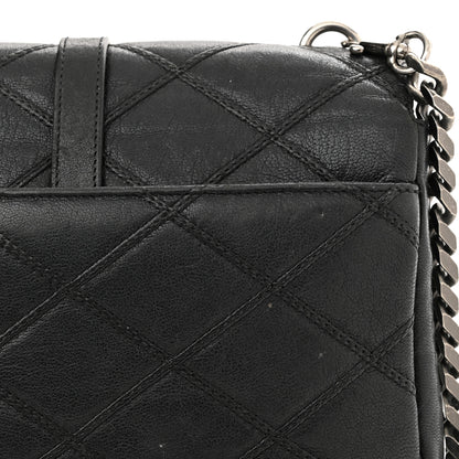 Saint Laurent Calfskin Matelasse Diamond Quilted Monogram Medium College Bag Black 18 of 19