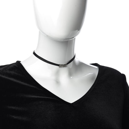 Christian Dior Grosgrain Ribbon Dior Logo Choker Necklace Black 2 of 4