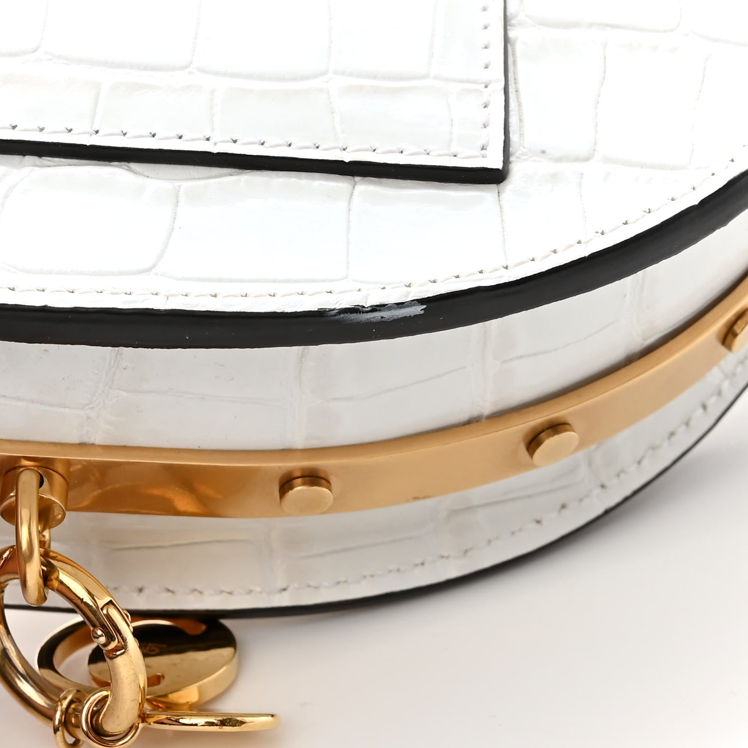 Chloe Calfskin Crocodile Embossed Small Nile Bracelet Minaudiere Bag White 12 of 12