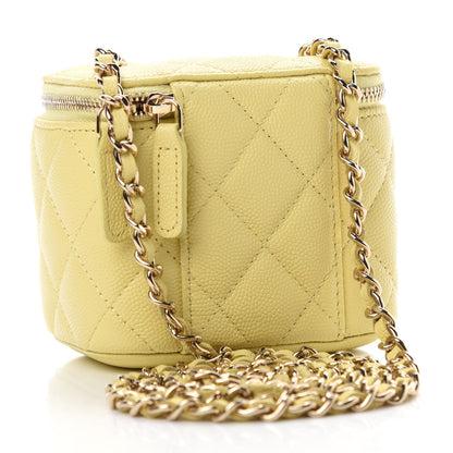 Chanel Caviar Quilted Mini Vanity Case With Chain Yellow 3 of 10