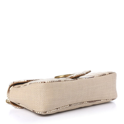 Gucci Raffia Elaphe Matelasse Small GG Marmont Shoulder Bag Natural Cream Brown 4 of 10