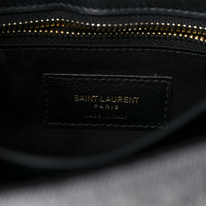 Saint Laurent Denim Y Quilted Monogram Toy Loulou Crossbody Bag Grey 6 of 9