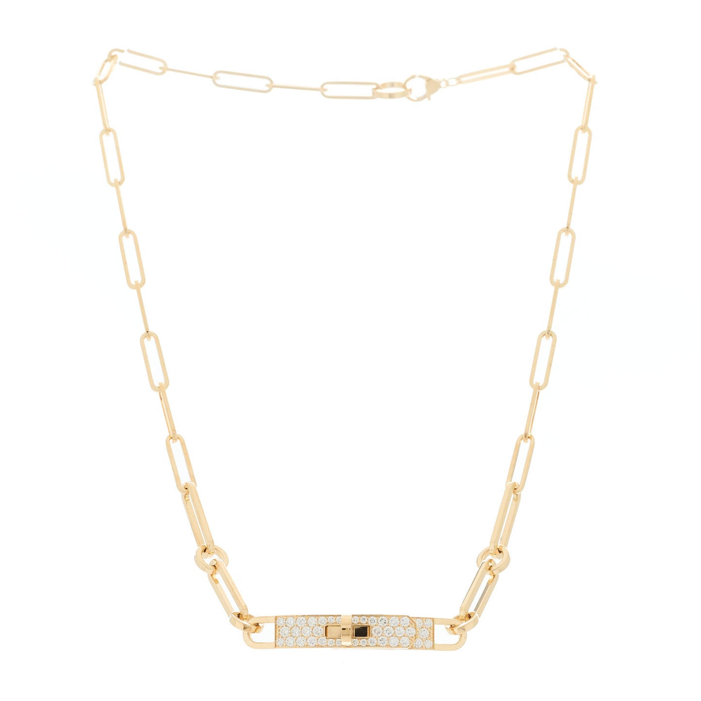 18K Yellow Gold Diamond Pave Kelly Chaine Choker Necklace