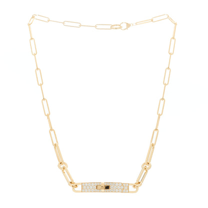 Hermes 18K Yellow Gold Diamond Pave Kelly Chaine Choker Necklace 2 of 5