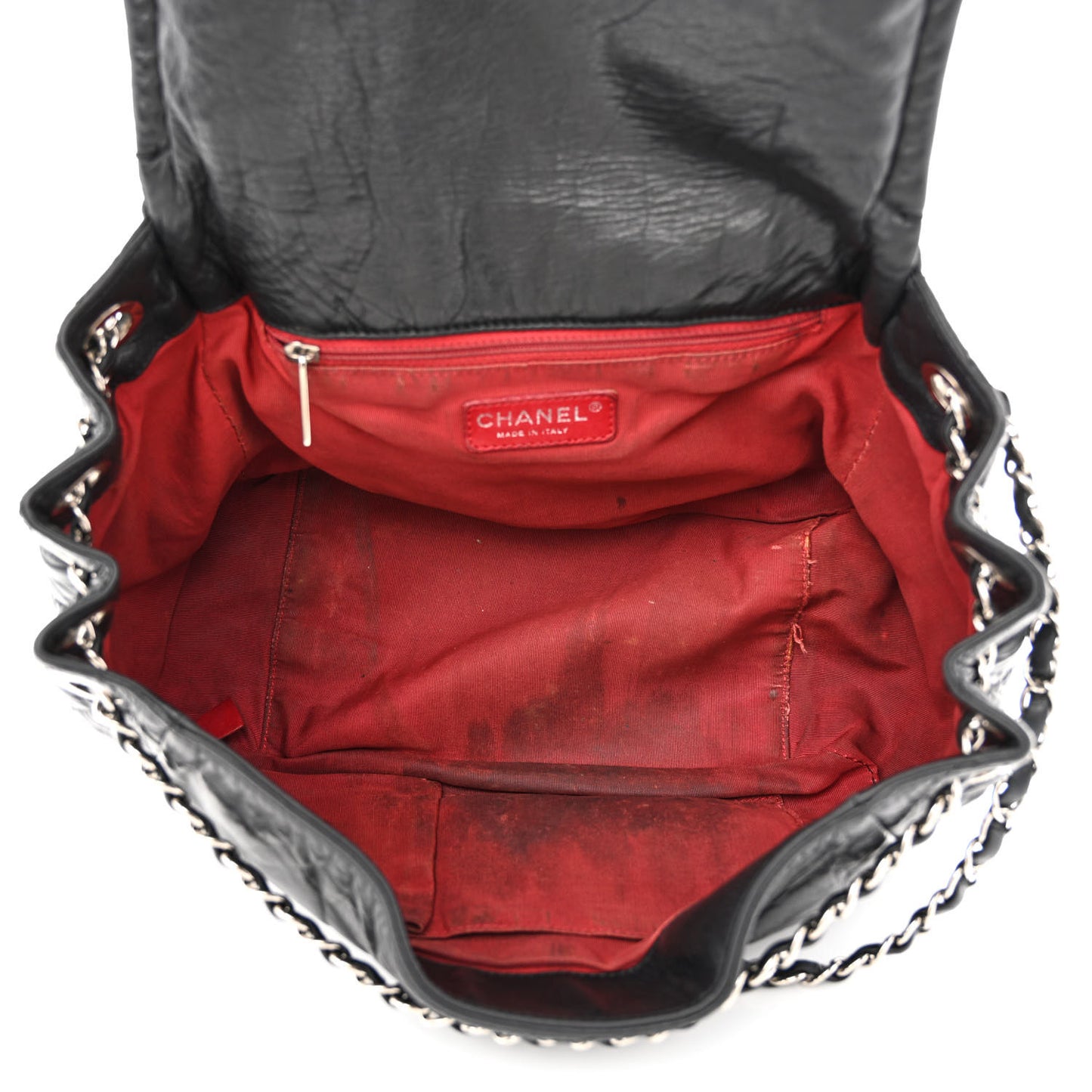 Lambskin Medium Rock and Chain Flap Black