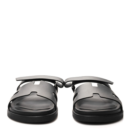Hermes Calfskin Mens Chypre Sandals 43 Black 2 of 8