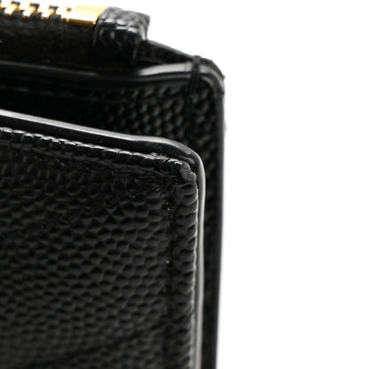 Saint Laurent Grain De Poudre Matelasse Chevron Monogram Zipped Card Case Black 8 of 13