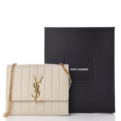 Saint Laurent Lambskin Matelasse Monogram Vicky Chain Wallet Off White 11 of 11