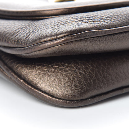 Gucci Metallic Pebbled Calfskin Small 1973 Chain Shoulder Bag Winter Leaf 9 of 14