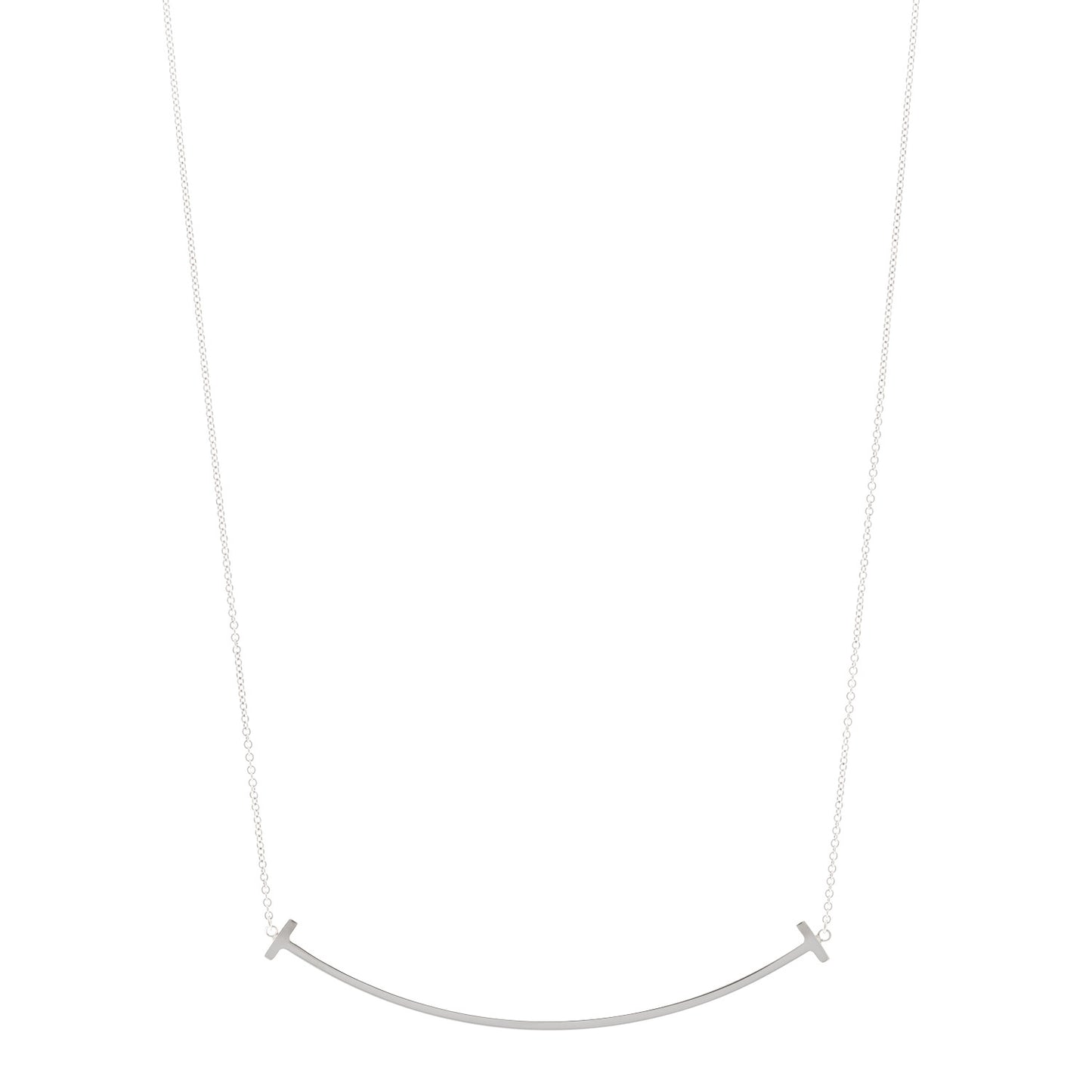 Sterling Silver Large T Smile Pendant Necklace