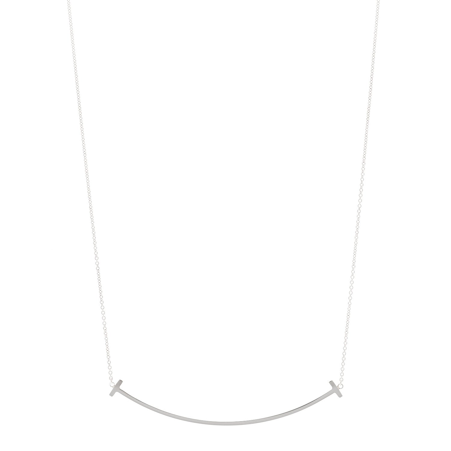 Tiffany Sterling Silver Large T Smile Pendant Necklace 1 of 5