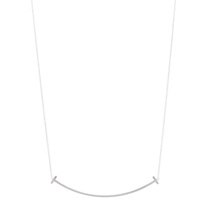 Tiffany Sterling Silver Large T Smile Pendant Necklace 1 of 5