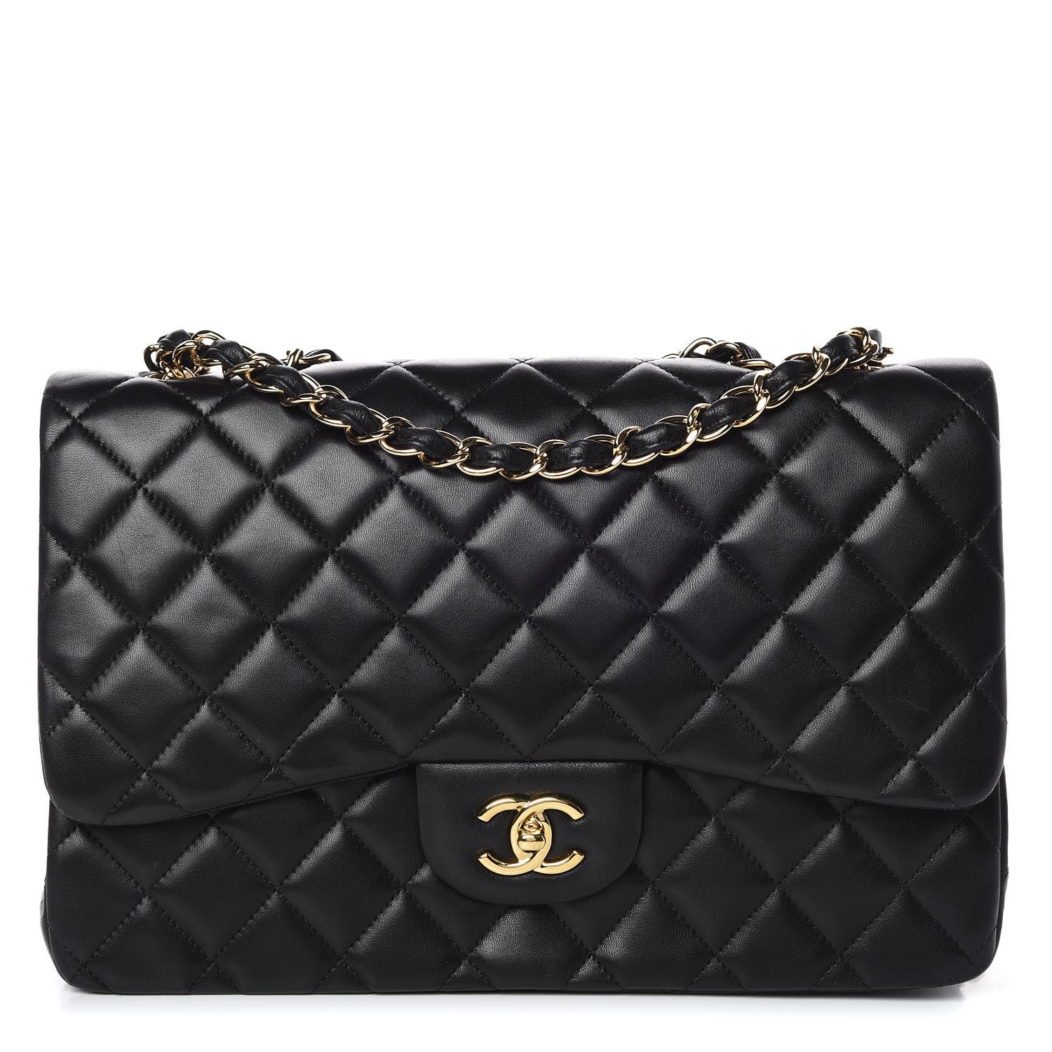 Chanel Lambskin Quilted Jumbo Single Flap Black 1 of 15