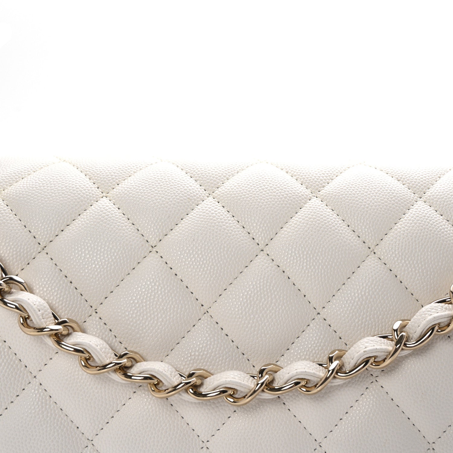 Chanel Caviar Quilted Jumbo Double Flap White 8 of 10