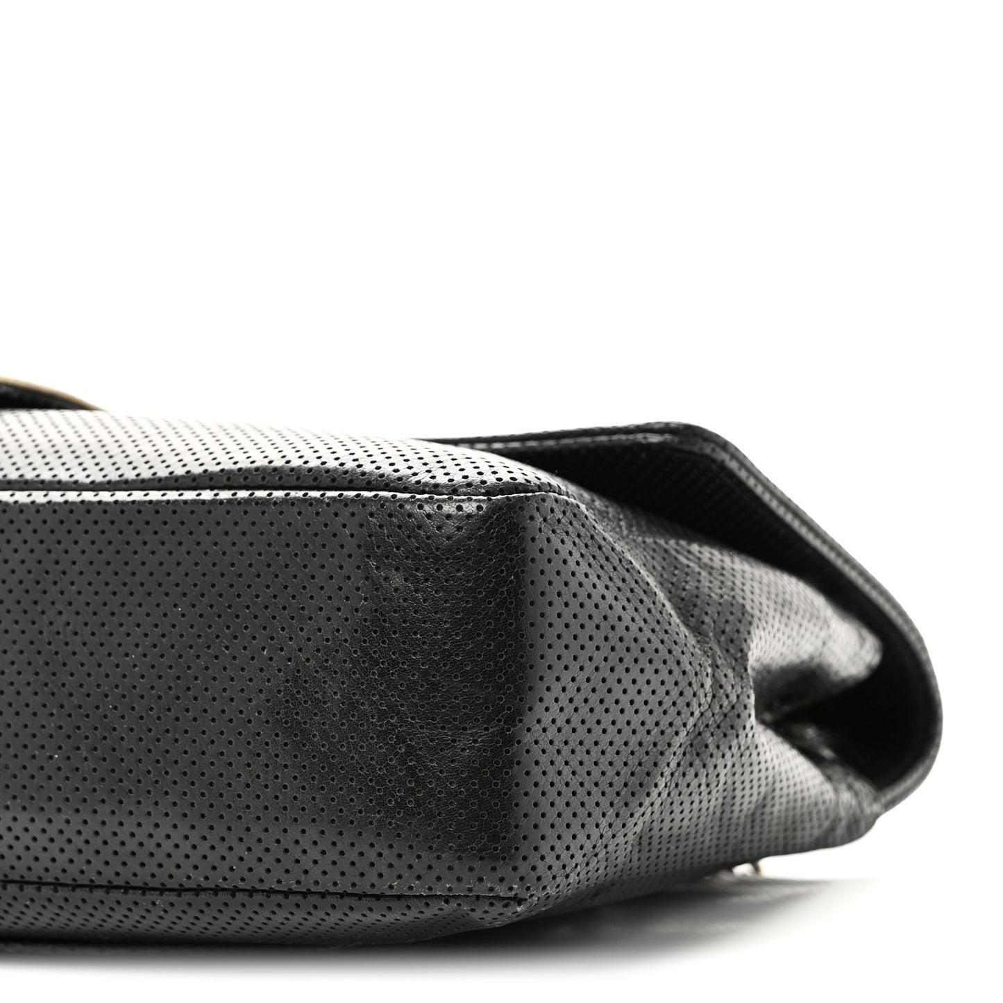 Lambskin Perforated Medium Single Flap Bag Black White