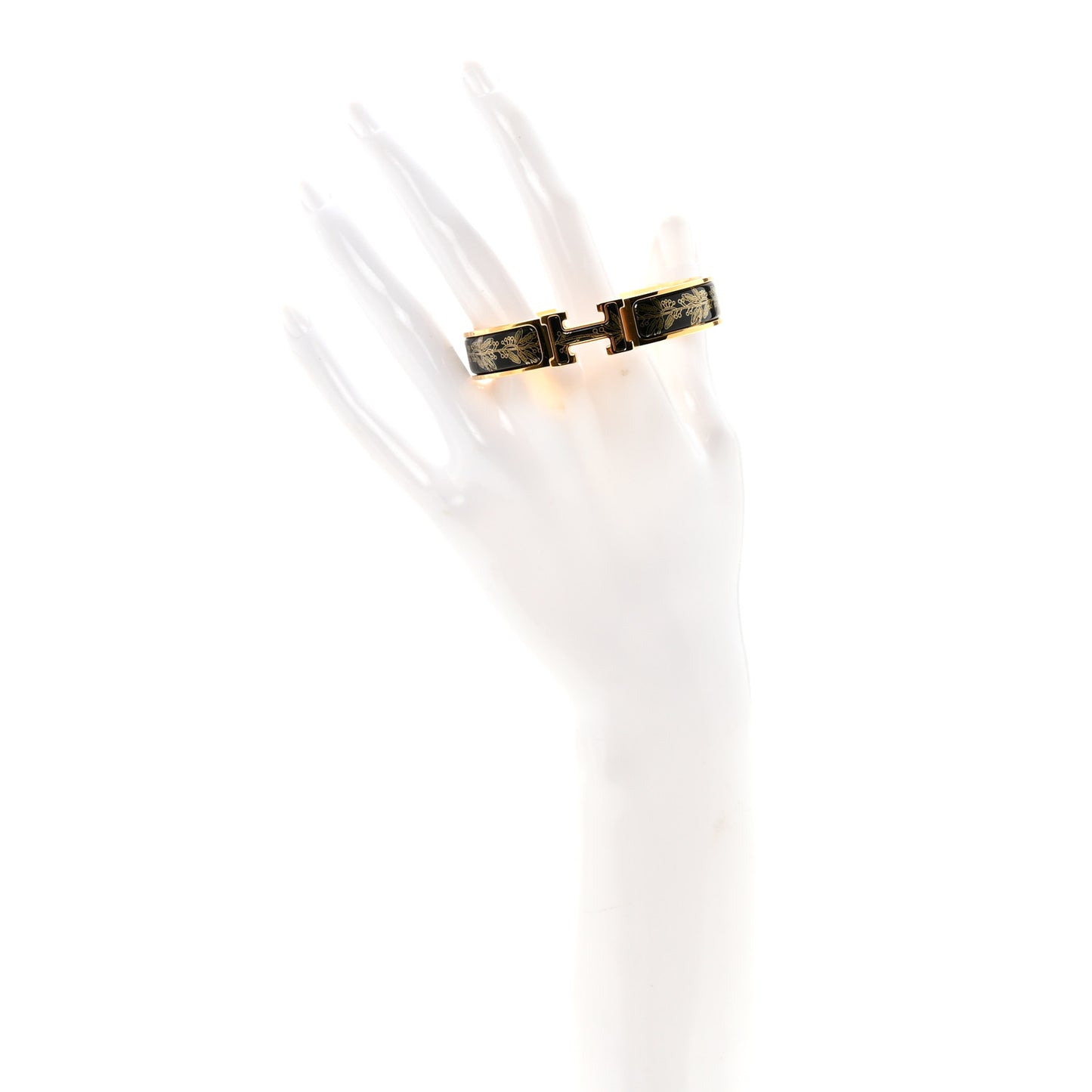 Enamel Printed Narrow Clic Clac H Bracelet PM Jaune Or Black