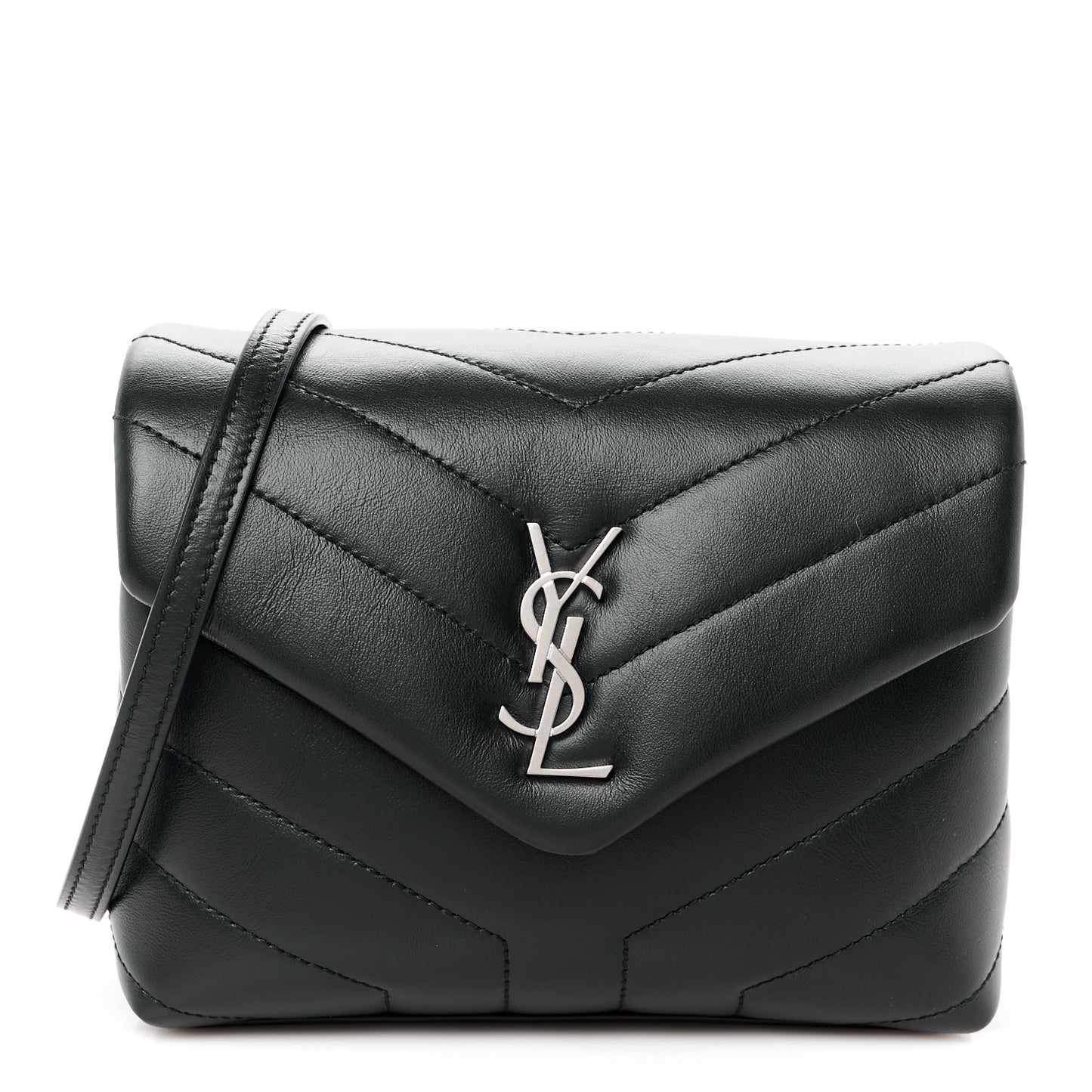 Calfskin Y Quilted Monogram Toy Loulou Crossbody Bag Black