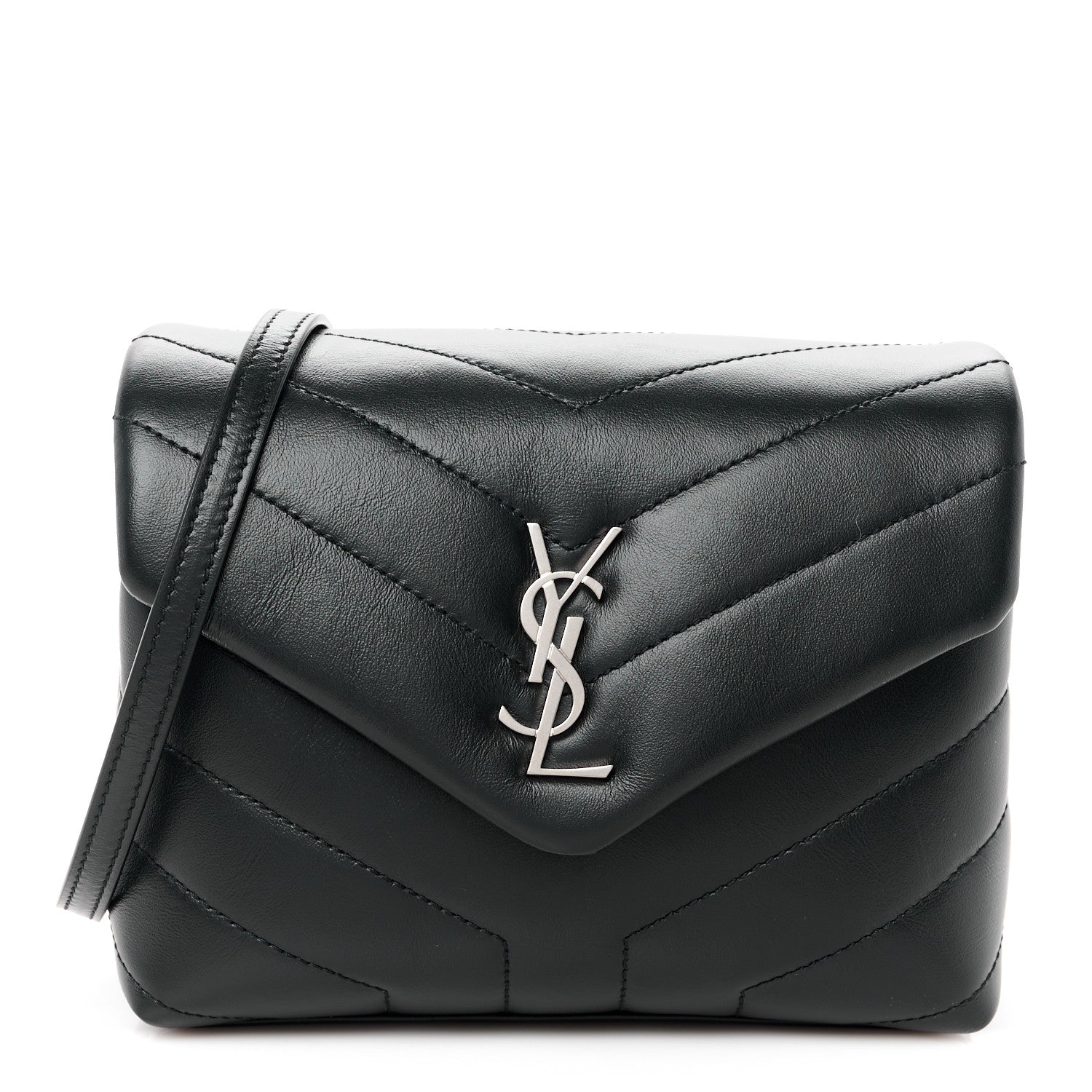Saint Laurent Calfskin Y Quilted Monogram Toy Loulou Crossbody Bag Black 1 of 11